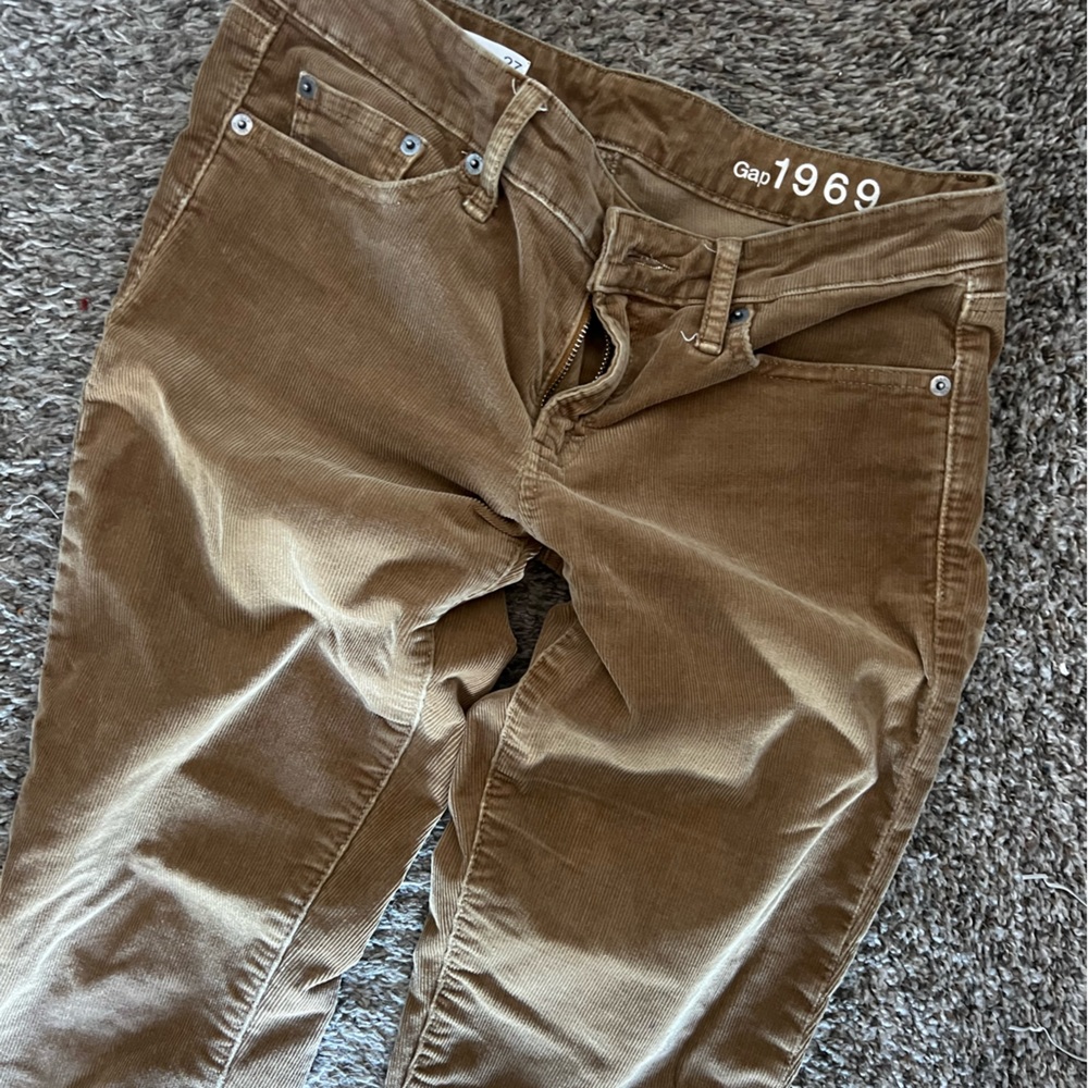 Gap 1969 corduroy - brownish, dark mustard size 27 always skinny